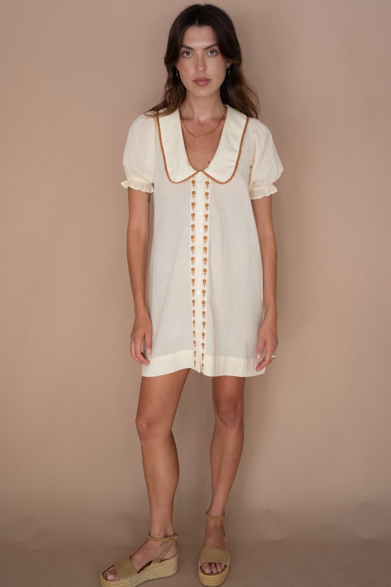 Gabby Collared Mini Dress - Cream