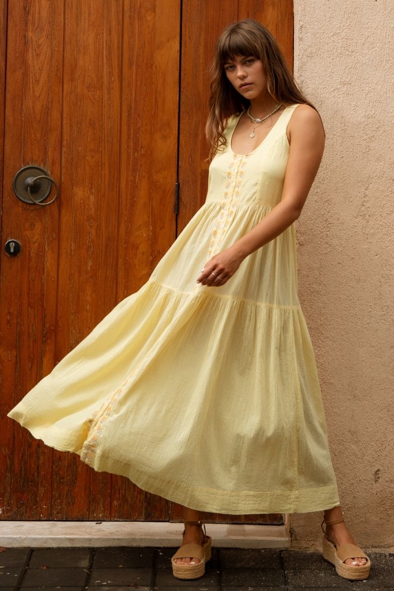 Gabby Midi Dress - Lemon