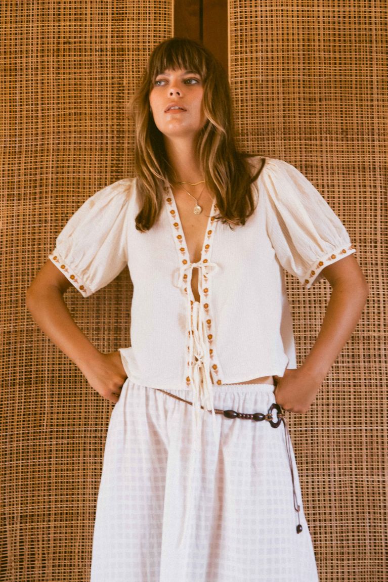 Gabby Tie Blouse - Cream