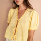 Gabby Tie Blouse - Lemon