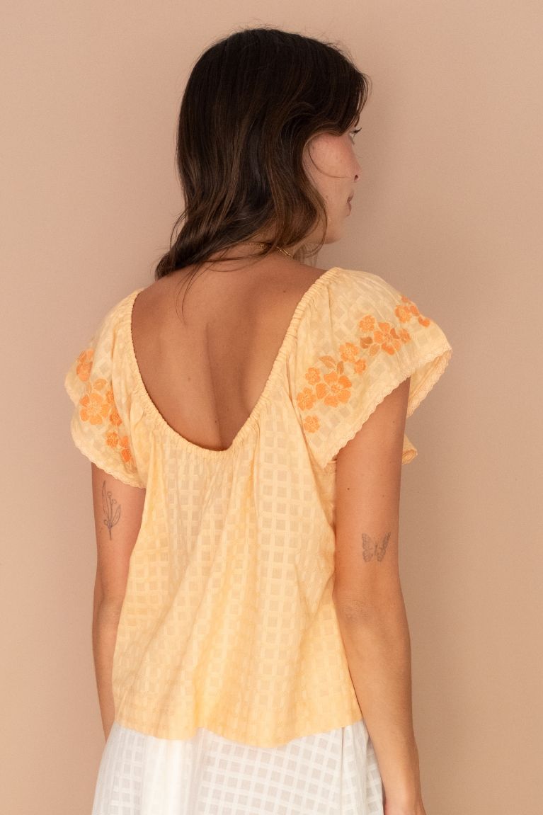 Betty Embroidered Top - Apricot