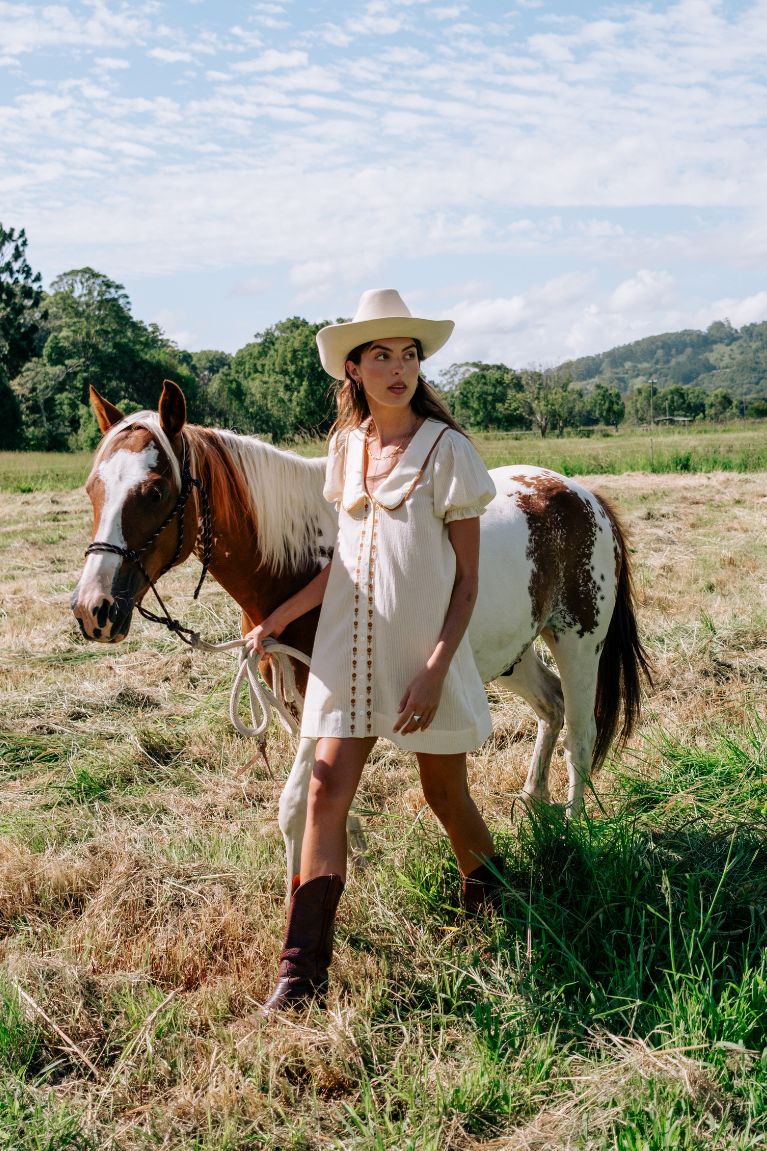 Gabby Collared Mini Dress - Cream