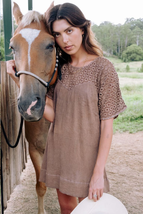 Brigette Lace Mini Dress - Cocoa
