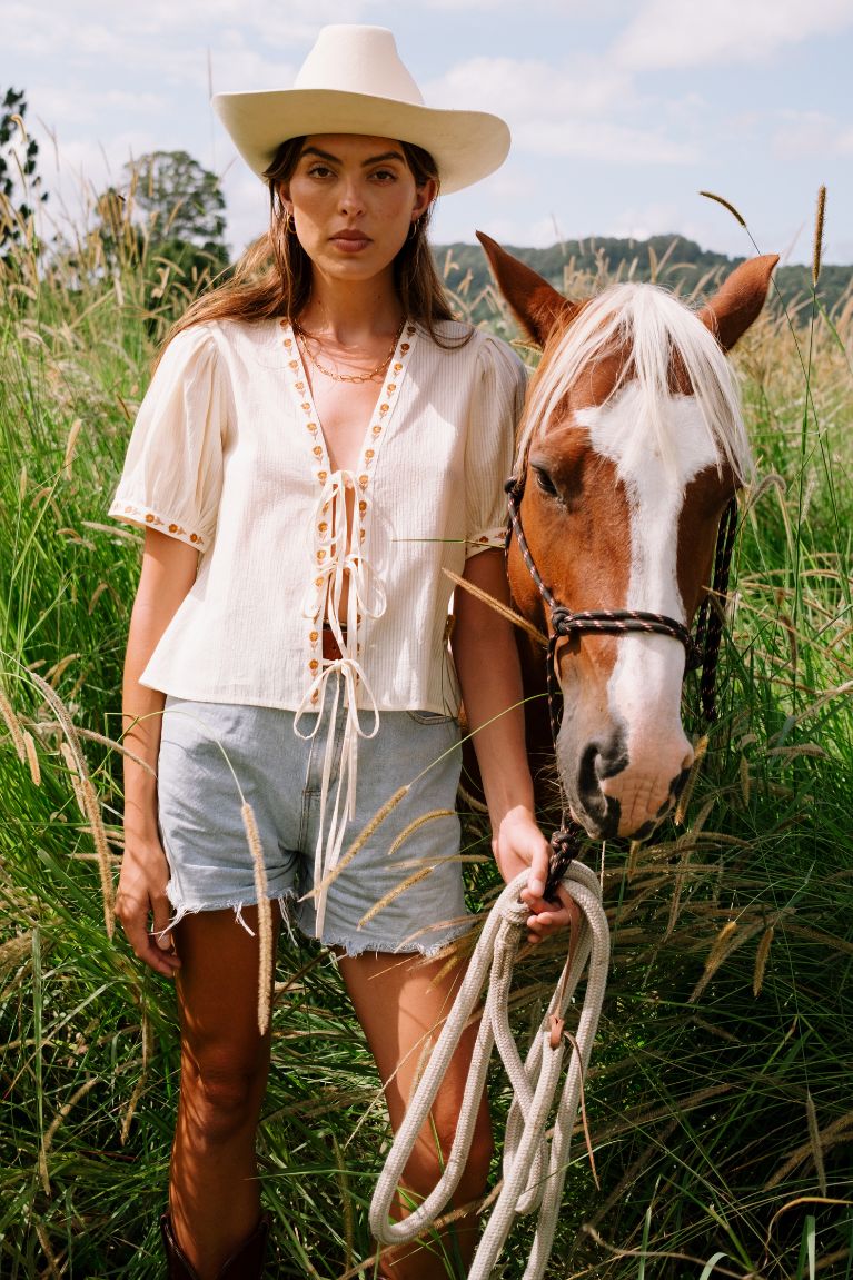 Gabby Tie Blouse - Cream