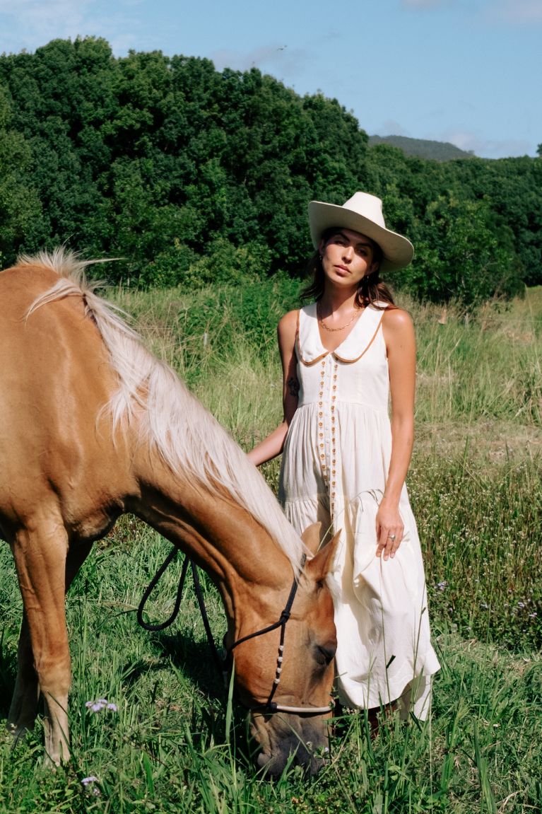 Gabby Midi Dress - Cream Marigold Mustang Gabby Midi Dress - Cream Marigold Mustang