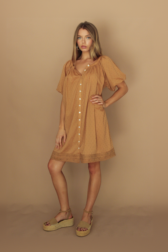 Camille Smock Dress - Pecan