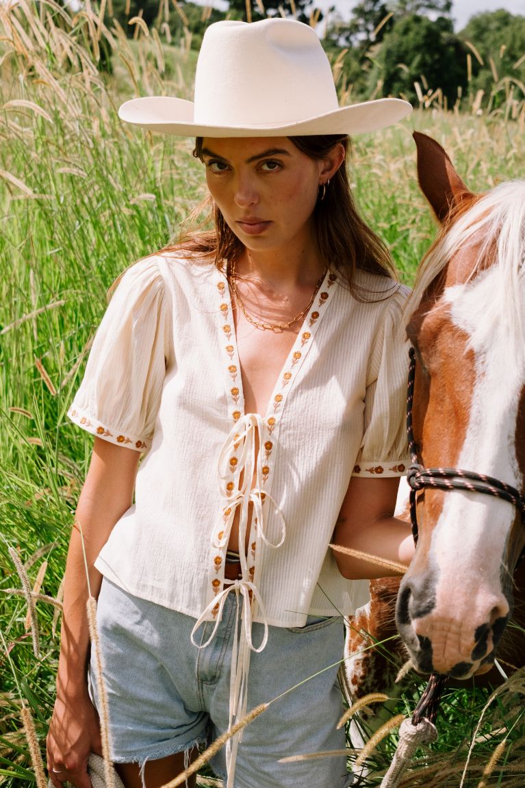 Gabby Tie Blouse - Cream