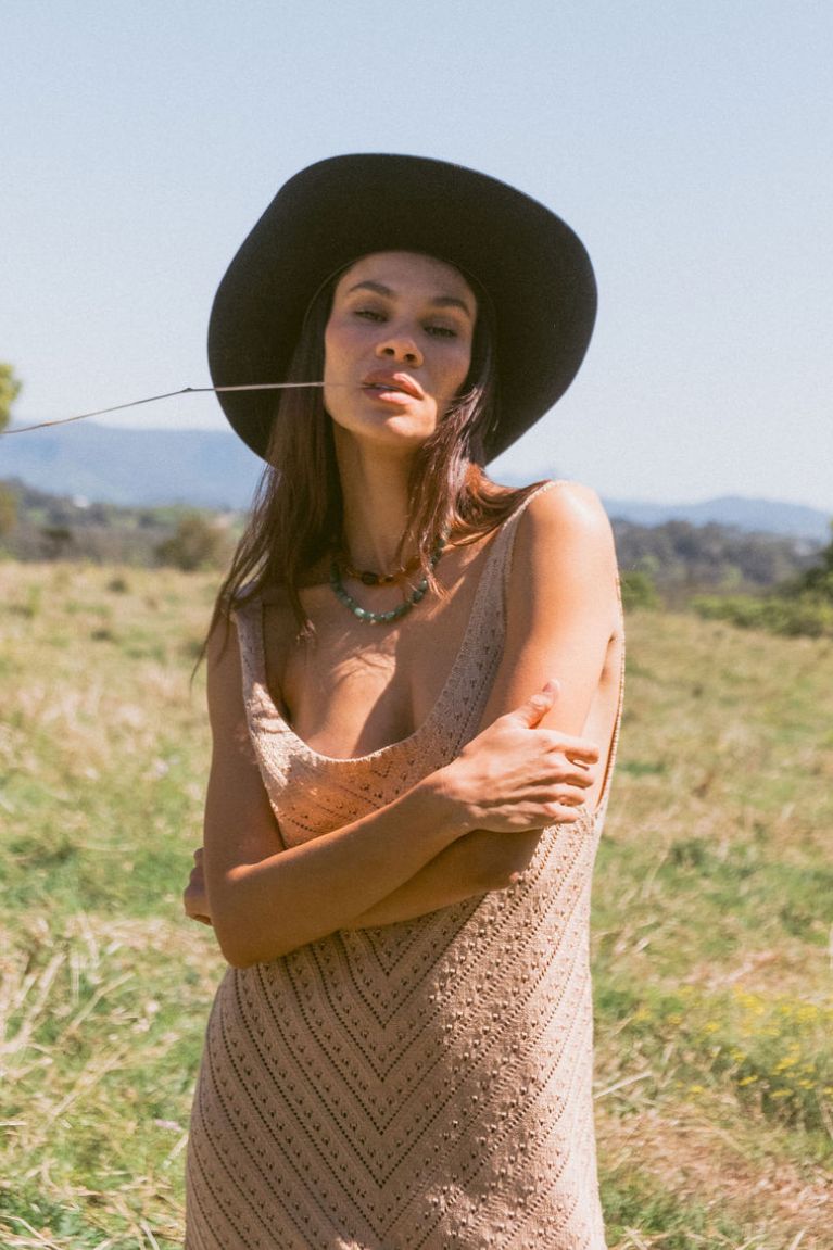 Grace Chevron Maxi - Biscuit