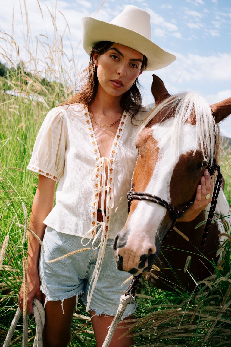 Gabby Tie Blouse - Cream