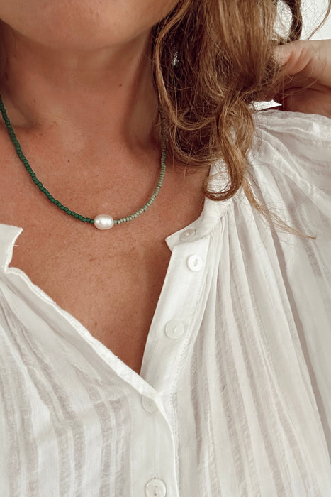 Pearl Marigold Necklace - Forest & Fern