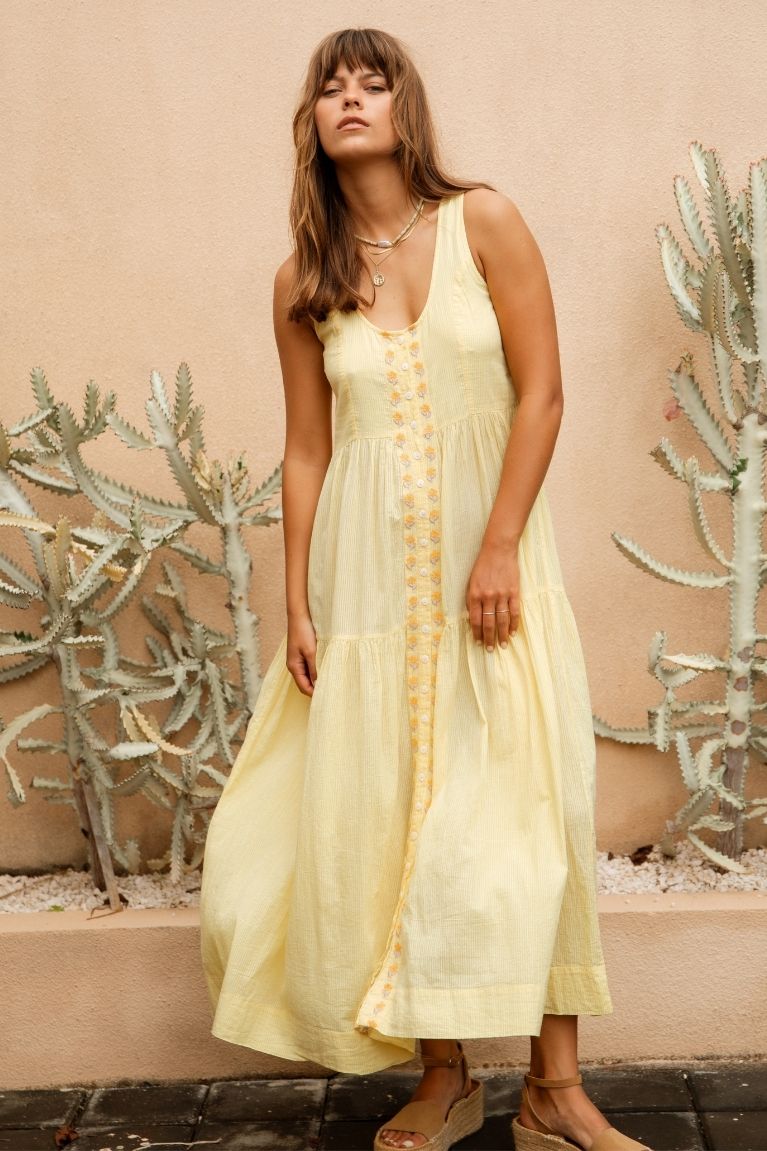 Gabby Midi Dress - Lemon