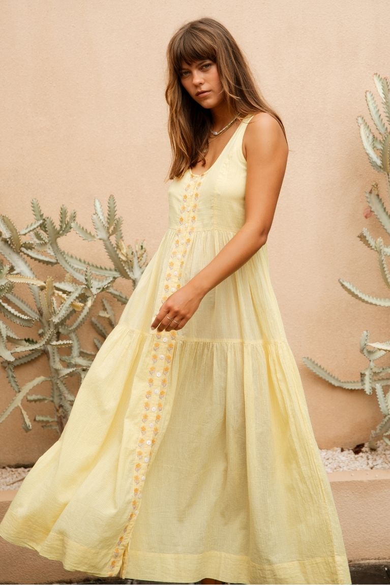 Gabby Midi Dress - Lemon