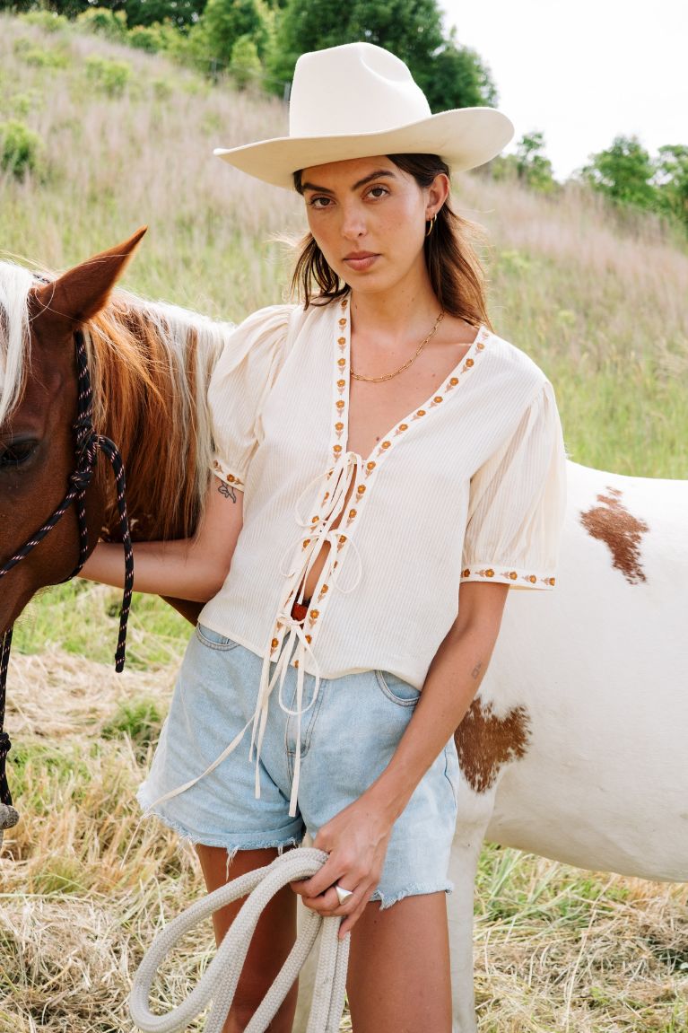 Gabby Tie Blouse - Cream