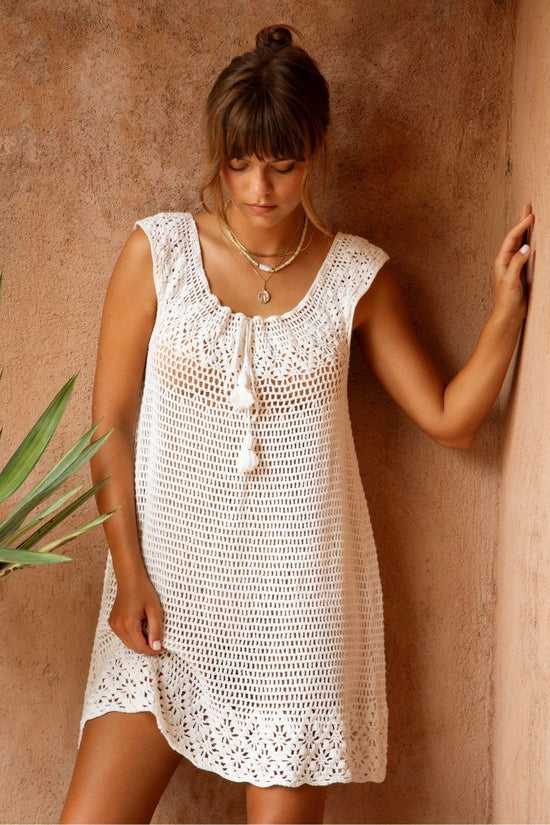Maggie Crochet Mini Dress - Vanilla