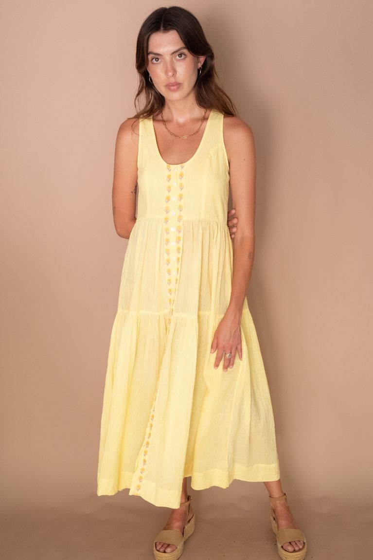 Gabby Midi Dress - Lemon