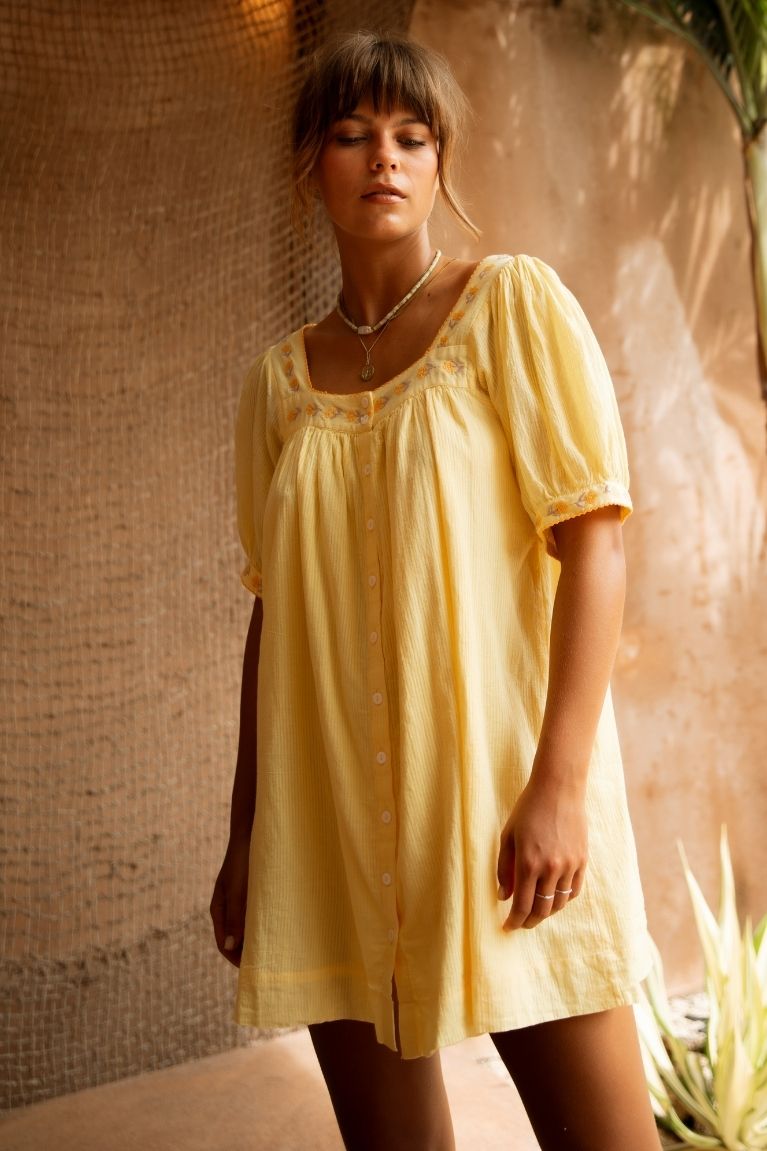 Gabby Mini Dress - Lemon