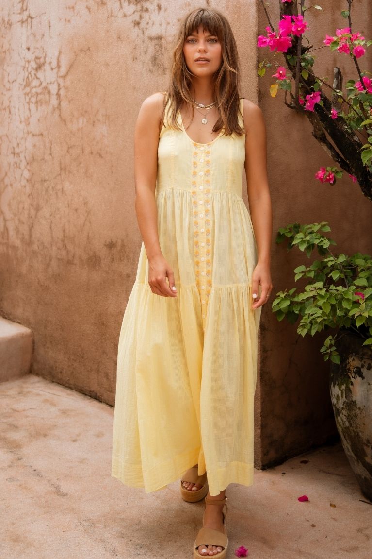Gabby Midi Dress - Lemon