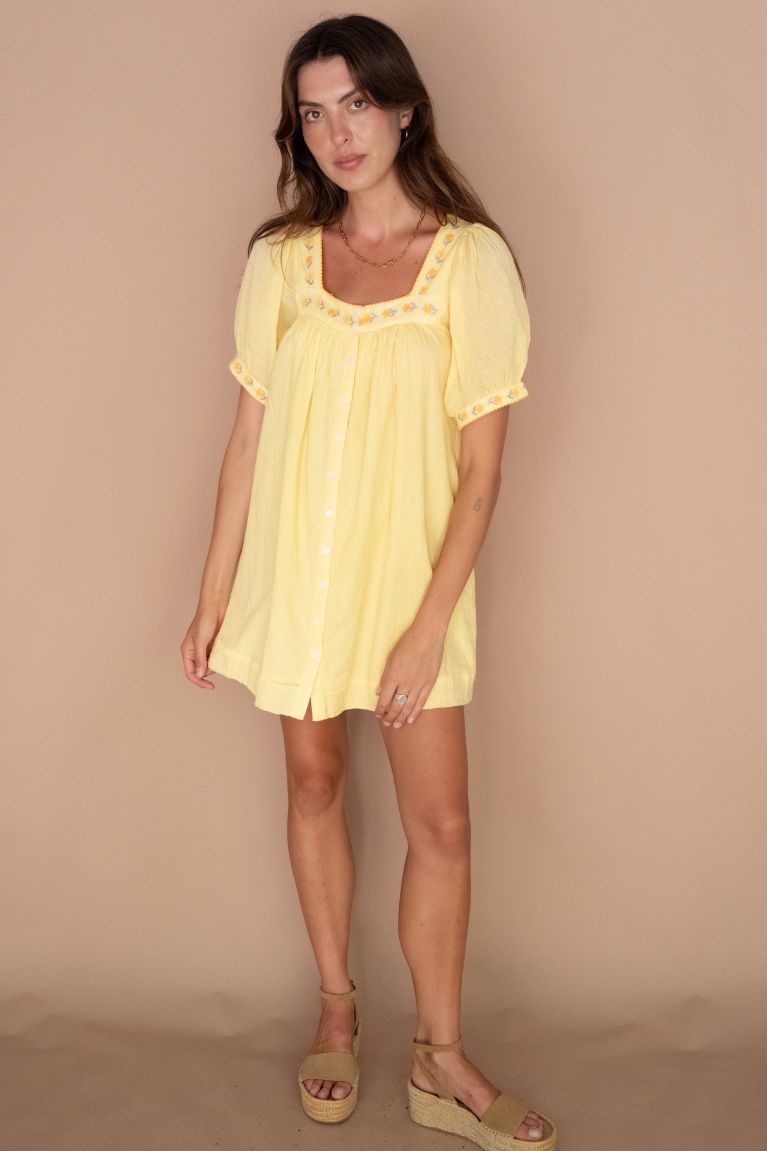 Gabby Mini Dress - Lemon