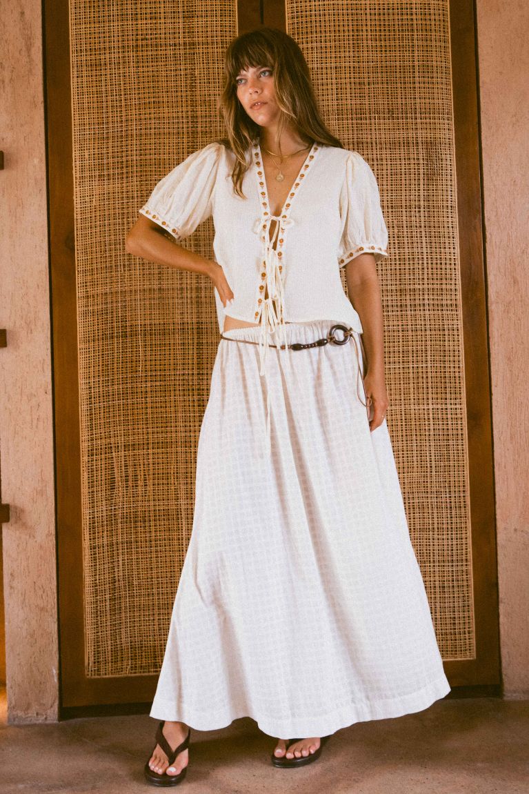 Gabby Tie Blouse - Cream
