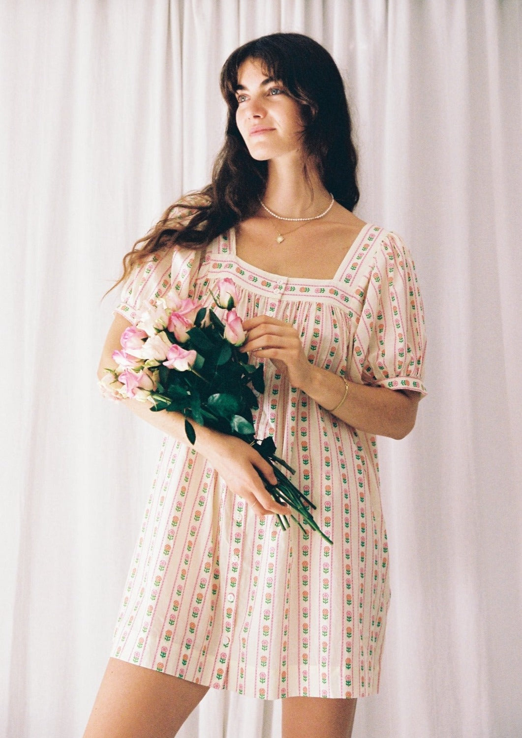 Delilah Stripe Mini Dress - Rose
