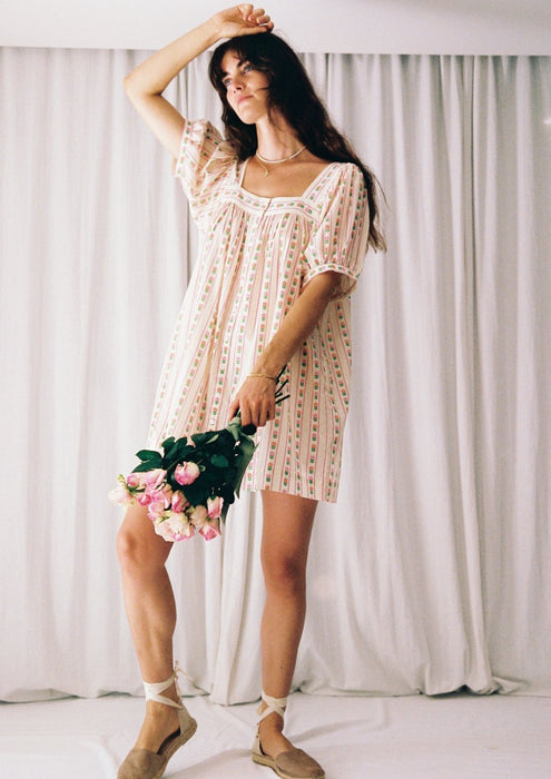 Delilah Stripe Mini Dress - Rose