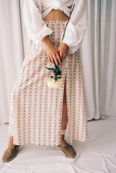 Delilah Stripe Maxi Skirt - Rose