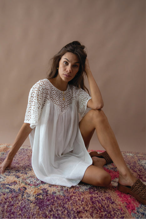 Brigette Lace Mini Dress - Ivory
