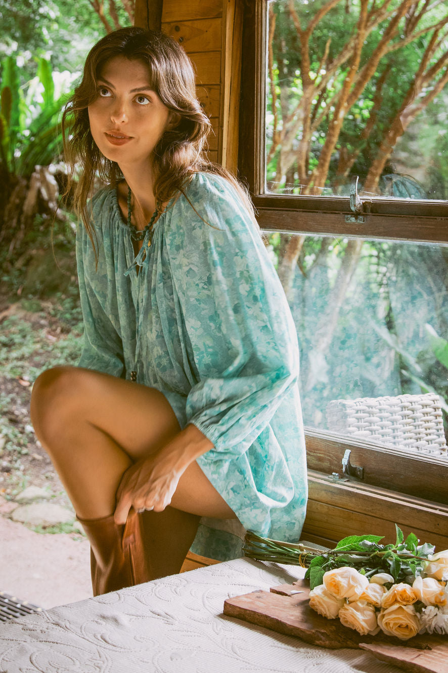 Isla Smock Dress - Azure
