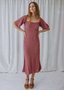 Posy Crochet Maxi Dress - Dusty Rose