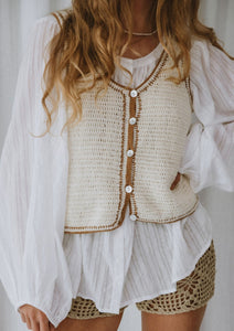 Posy Crochet Vest - Sugar