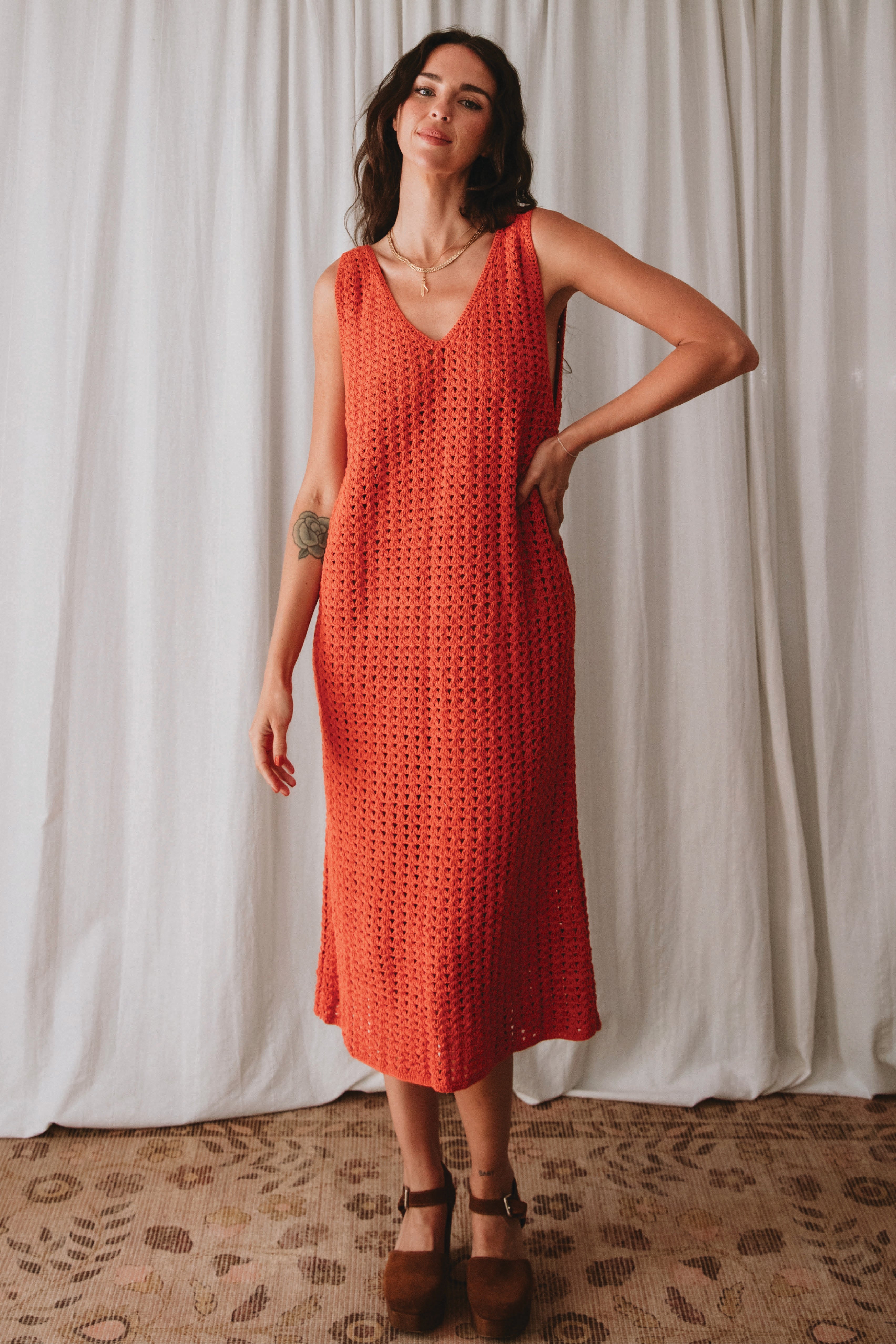 Crochet midi dress deals