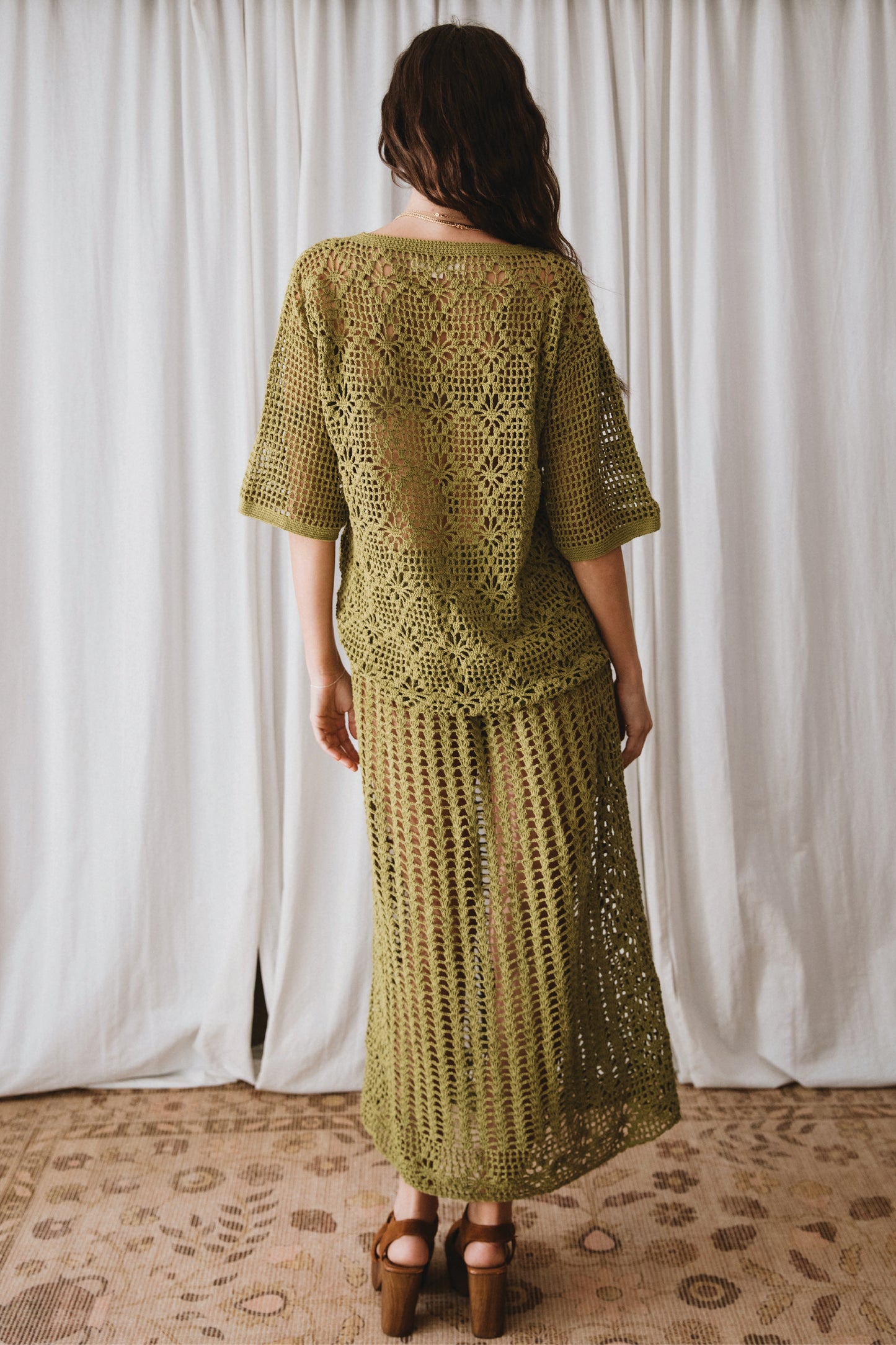 Maggie Crochet Skirt- Olive