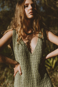 Maggie Crochet Mini Dress - Khaki