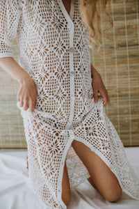 Maggie Crochet Midi Dress - Cream