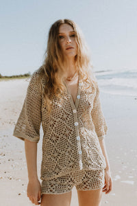 Maggie Crochet Shirt - Fawn