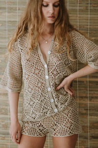 Maggie Crochet Shirt - Fawn