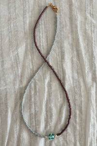 Daisy Bead Marigold Necklace - Lavender & Stone