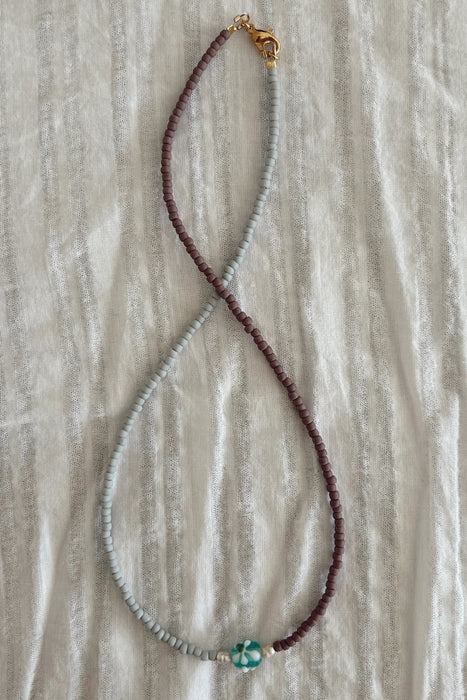 Daisy Bead Marigold Necklace - Lavender & Stone
