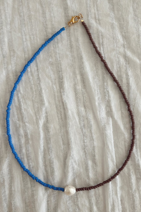 Pearl Marigold Necklace - Ocean & Lavender