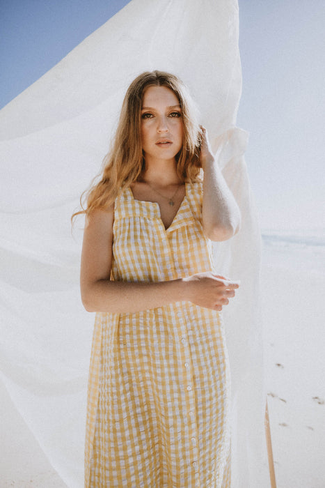 Meadow Midi Dress - Lemon