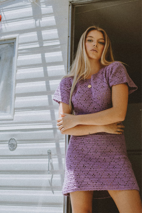 Nellie Crochet Mini Dress - Lavender