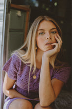 Load image into Gallery viewer, Nellie Crochet Mini Dress - Lavender
