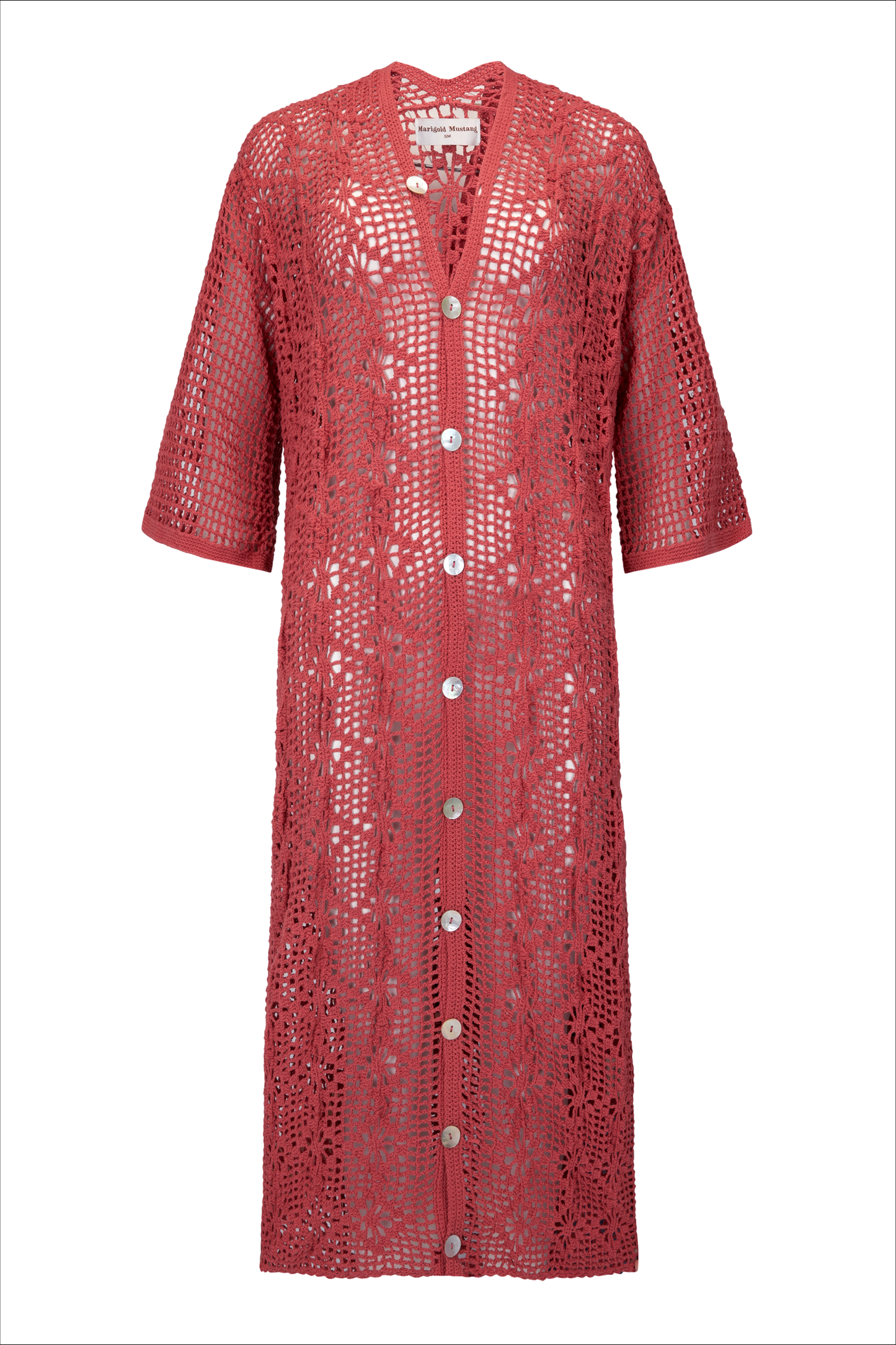 Nellie Crochet Midi Dress - Rose