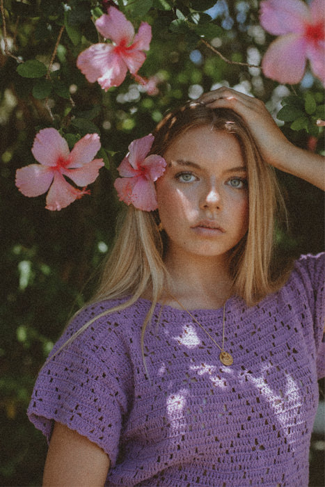 Nellie Crochet Mini Dress - Lavender