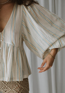 Hazel Stripe Blouse - Fawn