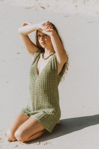 Maggie Crochet Mini Dress - Khaki