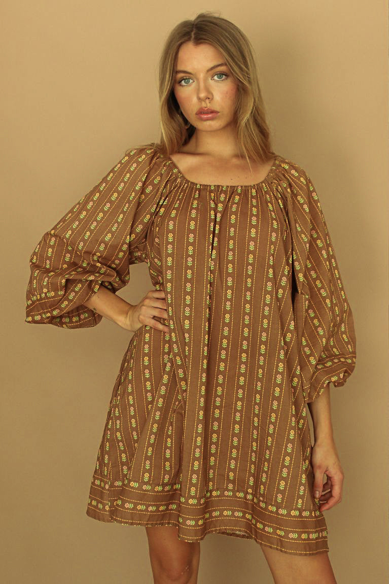 Delilah Mini Dress - Walnut