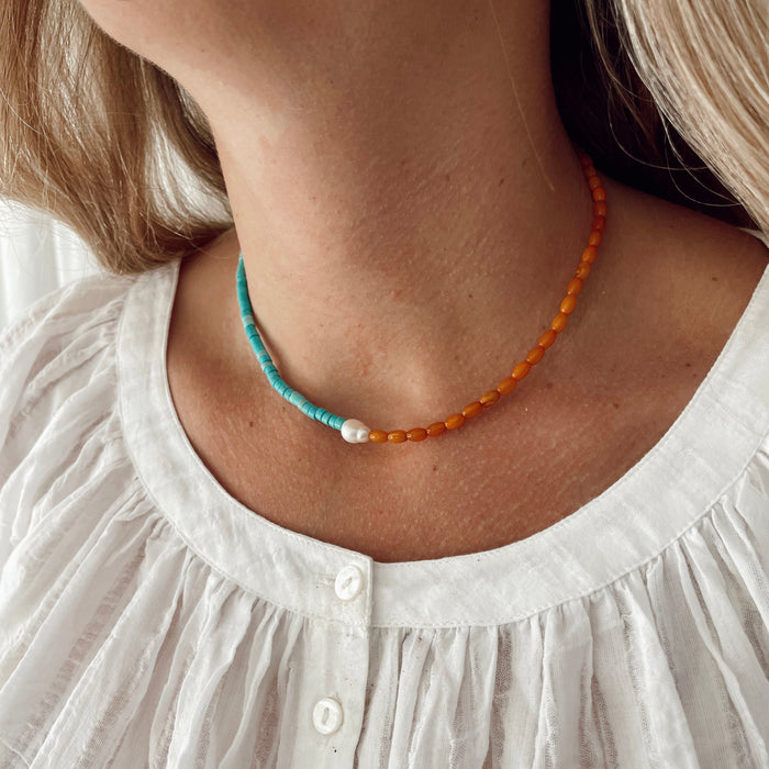Marigold Necklace - Turquoise & Amber