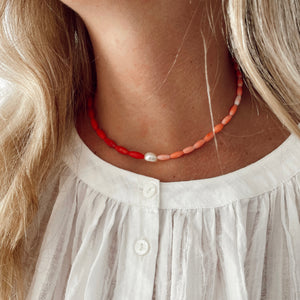 Marigold Necklace - Cherry & Coral
