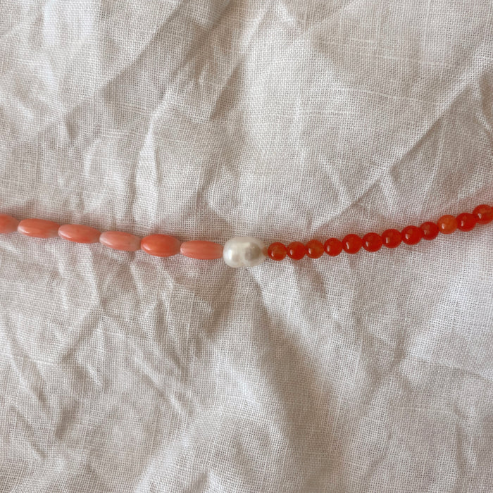 Marigold Necklace - Coral & Tangerine